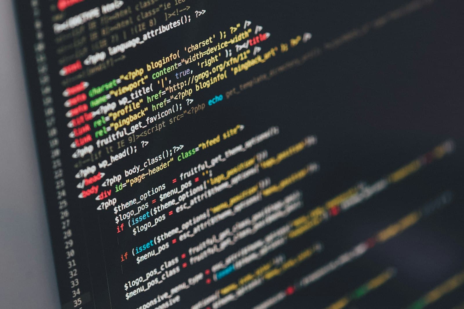 Source code on a screen